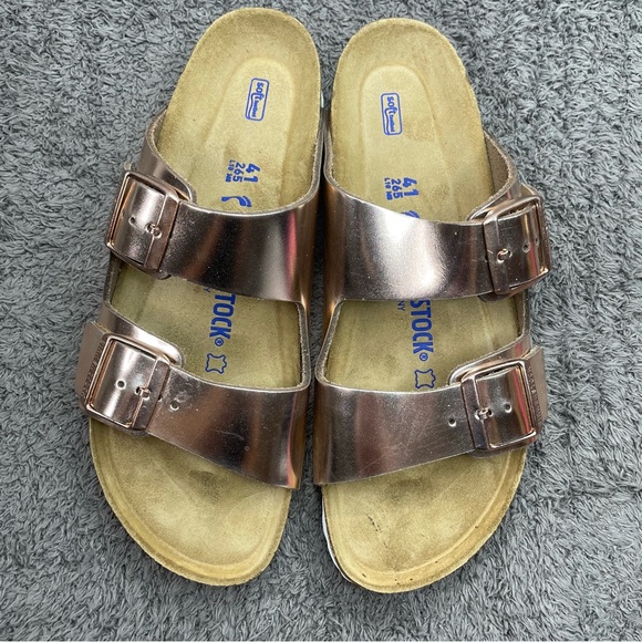 BIRKENSTOCK ARIZONA SOFT FOOTBED BIRKO FLOR METALLIC COPPER - Picture 1 of 6